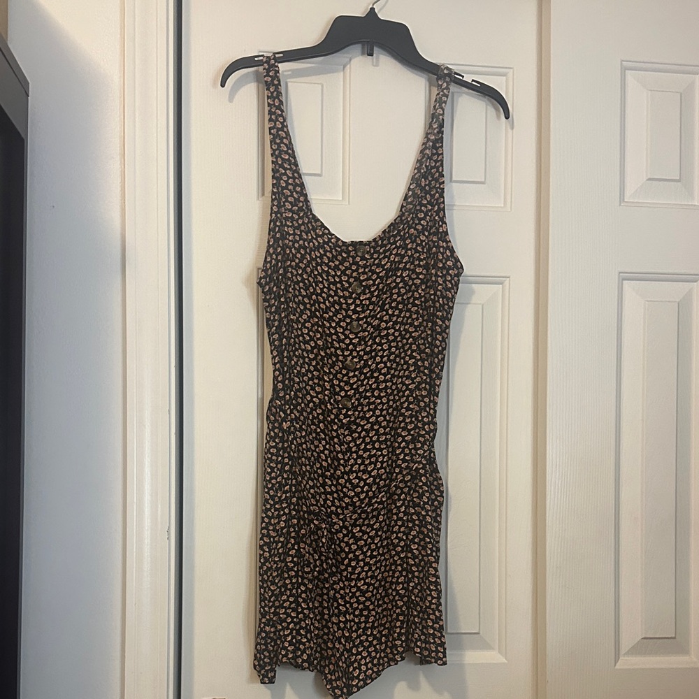 American Eagle Outfitters Black and Pink Floral Romper